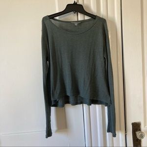 Rubbish Knit Long Sleeve Swing Cropped Top